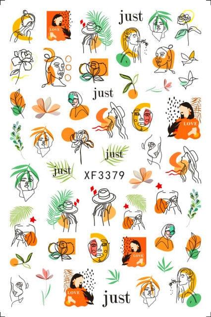Leaf With Lines Nails Sticker Designer Fruit Nail Art 3D Decals Acrylic Designs Self Adhesive Manicure Slider Stickers Glitter Decals Love Nail Sequins Laser Heart Nail Supplies Sparkle Nail Accessories Star Accessories Heart Nail Art Stevvex