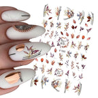 Leaf With Lines Nails Sticker Designer Fruit Nail Art 3D Decals Acrylic Designs Self Adhesive Manicure Slider Stickers Glitter Decals Love Nail Sequins Laser Heart Nail Supplies Sparkle Nail Accessories Star Accessories Heart Nail Art Stevvex