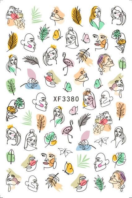 Leaf With Lines Nails Sticker Designer Fruit Nail Art 3D Decals Acrylic Designs Self Adhesive Manicure Slider Stickers Glitter Decals Love Nail Sequins Laser Heart Nail Supplies Sparkle Nail Accessories Star Accessories Heart Nail Art Stevvex
