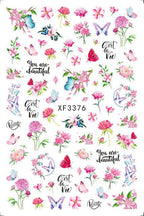 Leaf With Lines Nails Sticker Designer Fruit Nail Art 3D Decals Acrylic Designs Self Adhesive Manicure Slider Stickers Glitter Decals Love Nail Sequins Laser Heart Nail Supplies Sparkle Nail Accessories Star Accessories Heart Nail Art Stevvex