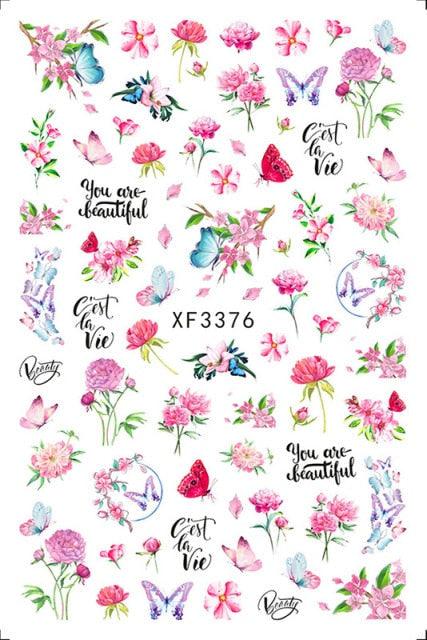 Leaf With Lines Nails Sticker Designer Fruit Nail Art 3D Decals Acrylic Designs Self Adhesive Manicure Slider Stickers Glitter Decals Love Nail Sequins Laser Heart Nail Supplies Sparkle Nail Accessories Star Accessories Heart Nail Art Stevvex