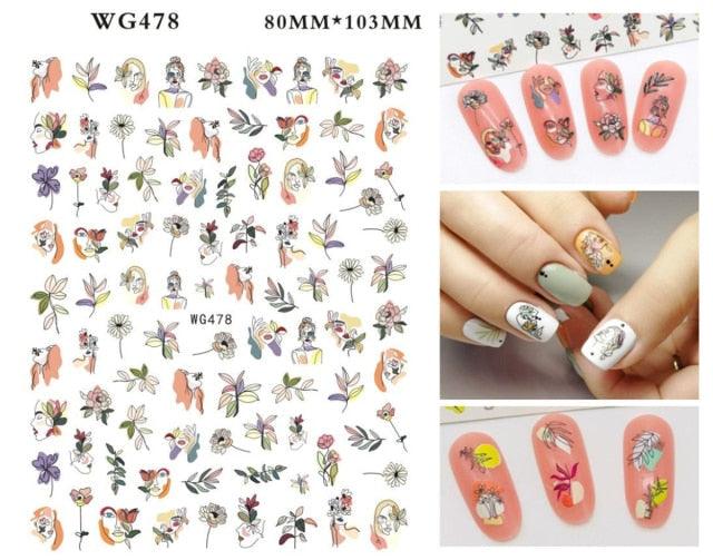 Leaf With Lines Nails Sticker Designer Fruit Nail Art 3D Decals Acrylic Designs Self Adhesive Manicure Slider Stickers Glitter Decals Love Nail Sequins Laser Heart Nail Supplies Sparkle Nail Accessories Star Accessories Heart Nail Art Stevvex