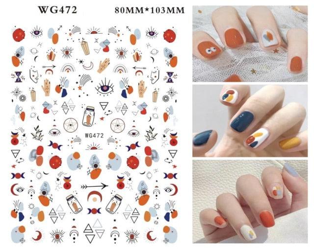 Leaf With Lines Nails Sticker Designer Fruit Nail Art 3D Decals Acrylic Designs Self Adhesive Manicure Slider Stickers Glitter Decals Love Nail Sequins Laser Heart Nail Supplies Sparkle Nail Accessories Star Accessories Heart Nail Art Stevvex
