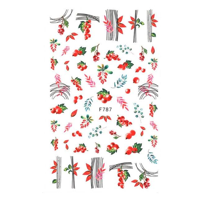 Leaf With Lines Nails Sticker Designer Fruit Nail Art 3D Decals Acrylic Designs Self Adhesive Manicure Slider Stickers Glitter Decals Love Nail Sequins Laser Heart Nail Supplies Sparkle Nail Accessories Star Accessories Heart Nail Art Stevvex