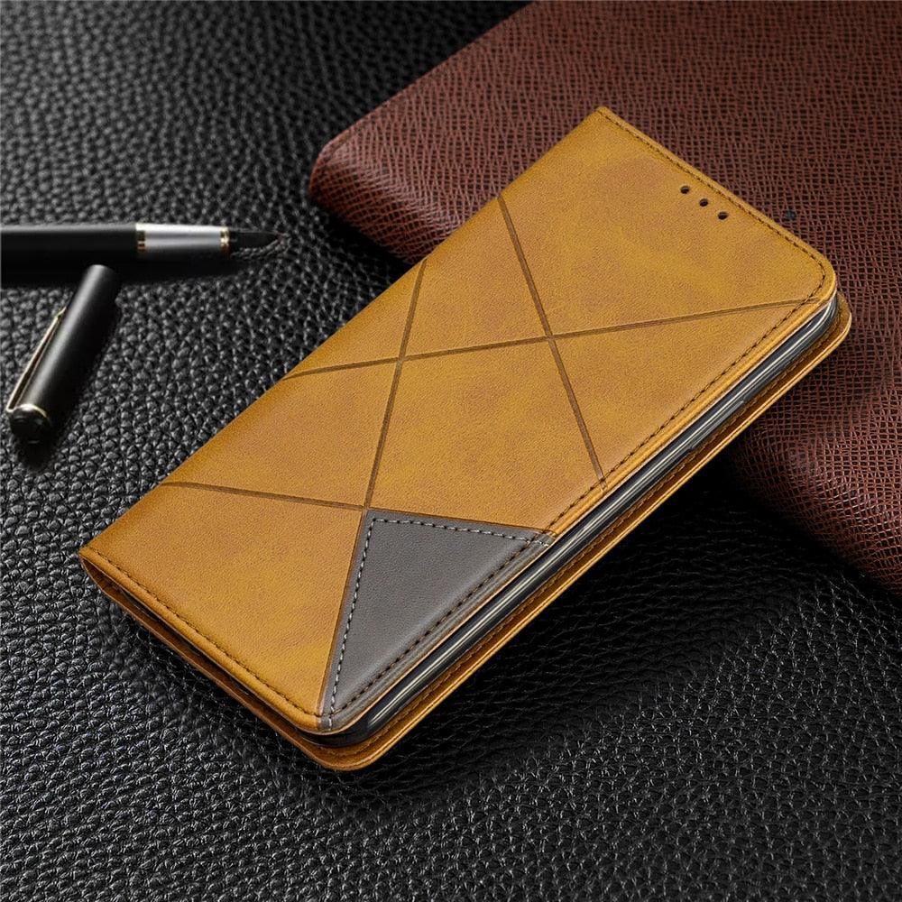 Leather Case For iPhone 11 12 13 14 Pro Max Mini XR XS Max X Flip Case Cover For iPhone SE Brown Leather Flip Case with Invisible Magnet and Card Slot Protective Case Stevvex