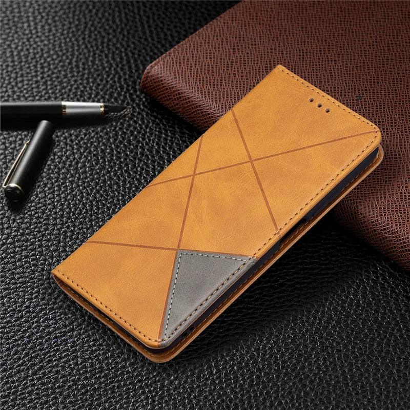 Leather Case For iPhone 11 12 13 14 Pro Max Mini XR XS Max X Flip Case Cover For iPhone SE Brown Leather Flip Case with Invisible Magnet and Card Slot Protective Case Stevvex