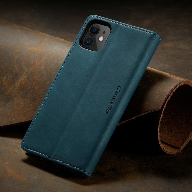 Leather Case For iPhone 14 13 11 12 Mini Pro XS XR Max Luxury Magnetic Flip Phone Case For iPhone Business Classic Wallet Cover Leather Magnetic Flip Back Stand Case/Cover Stevvex