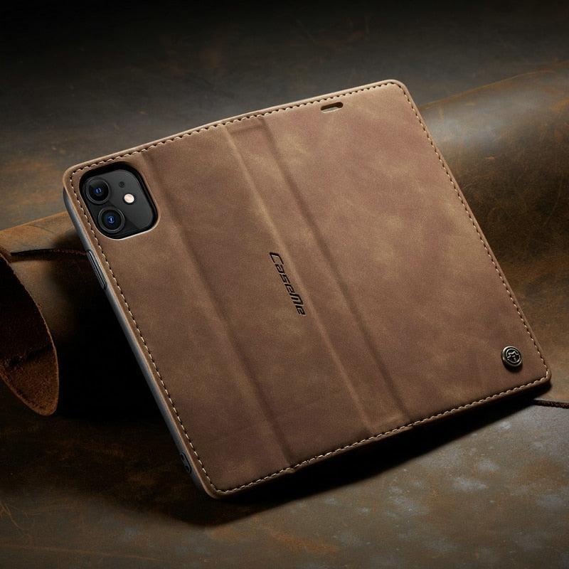 Leather Case For iPhone 14 13 11 12 Mini Pro XS XR Max Luxury Magnetic Flip Phone Case For iPhone Business Classic Wallet Cover Leather Magnetic Flip Back Stand Case/Cover Stevvex