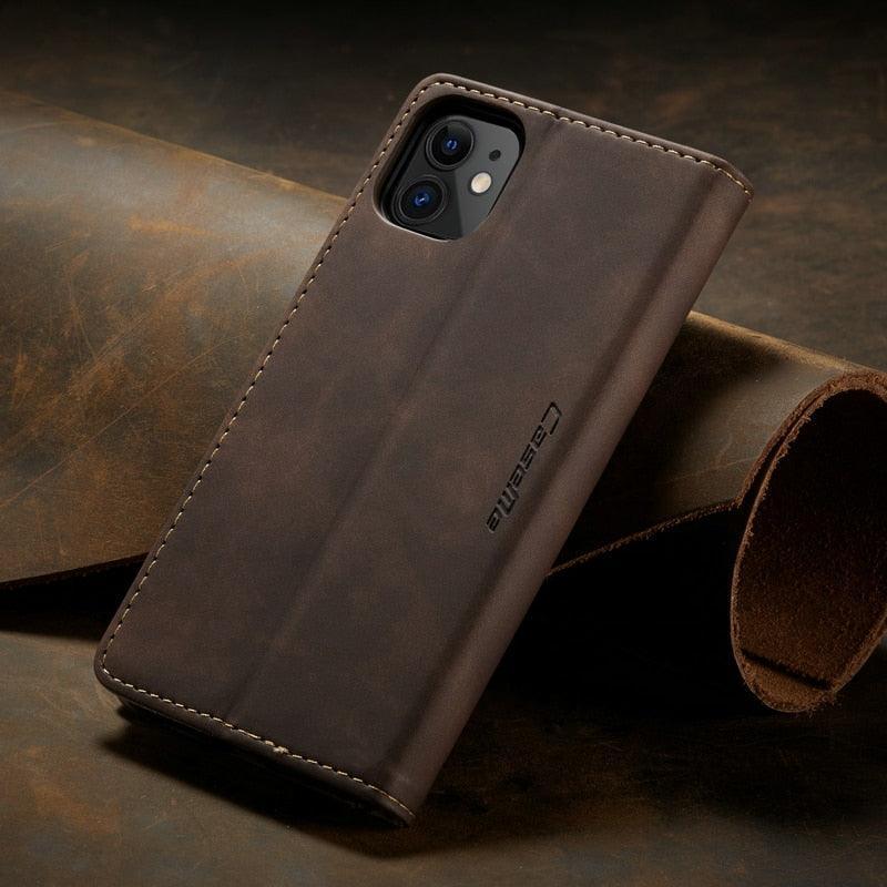 Leather Case For iPhone 14 13 11 12 Mini Pro XS XR Max Luxury Magnetic Flip Phone Case For iPhone Business Classic Wallet Cover Leather Magnetic Flip Back Stand Case/Cover Stevvex