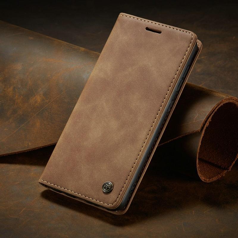 Leather Case For iPhone 14 13 11 12 Mini Pro XS XR Max Luxury Magnetic Flip Phone Case For iPhone Business Classic Wallet Cover Leather Magnetic Flip Back Stand Case/Cover Stevvex