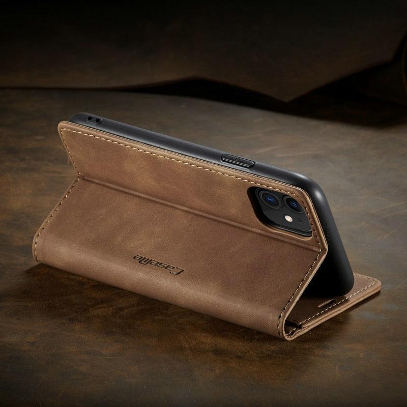 Leather Case For iPhone 14 13 11 12 Mini Pro XS XR Max Luxury Magnetic Flip Phone Case For iPhone Business Classic Wallet Cover Leather Magnetic Flip Back Stand Case/Cover Stevvex