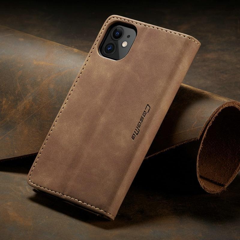 Leather Case For iPhone 14 13 11 12 Mini Pro XS XR Max Luxury Magnetic Flip Phone Case For iPhone Business Classic Wallet Cover Leather Magnetic Flip Back Stand Case/Cover Stevvex