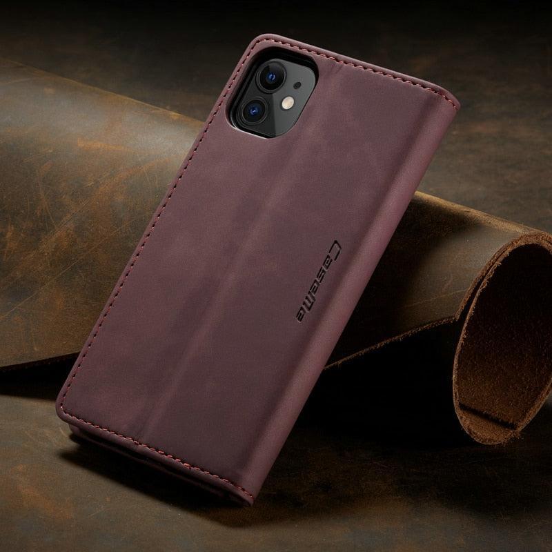 Leather Case For iPhone 14 13 11 12 Mini Pro XS XR Max Luxury Magnetic Flip Phone Case For iPhone Business Classic Wallet Cover Leather Magnetic Flip Back Stand Case/Cover Stevvex