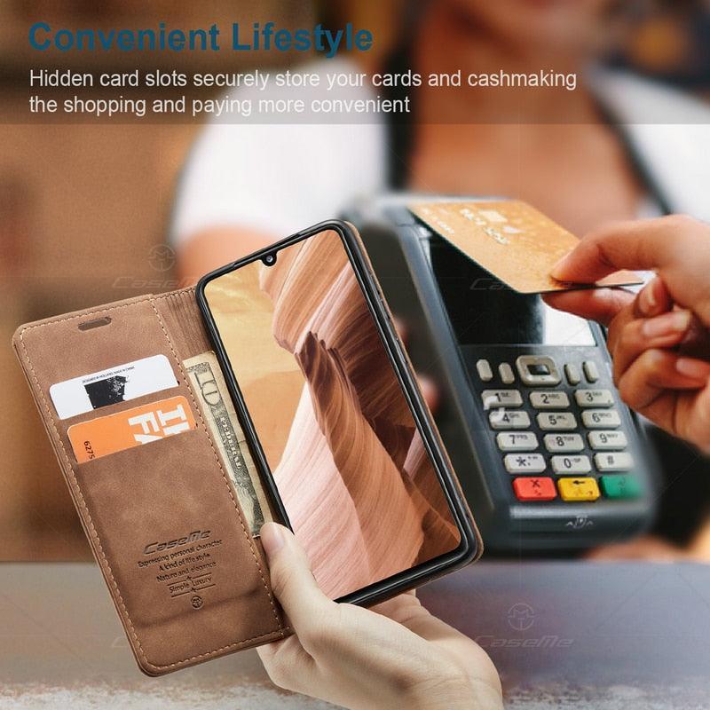Leather Case For iPhone 14 13 11 12 Mini Pro XS XR Max Luxury Magnetic Flip Phone Case For iPhone Business Classic Wallet Cover Leather Magnetic Flip Back Stand Case/Cover Stevvex