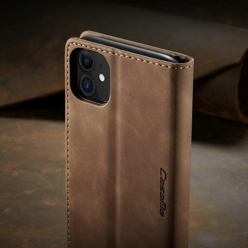 Leather Case For iPhone 14 13 11 12 Mini Pro XS XR Max Luxury Magnetic Flip Phone Case For iPhone Business Classic Wallet Cover Leather Magnetic Flip Back Stand Case/Cover Stevvex