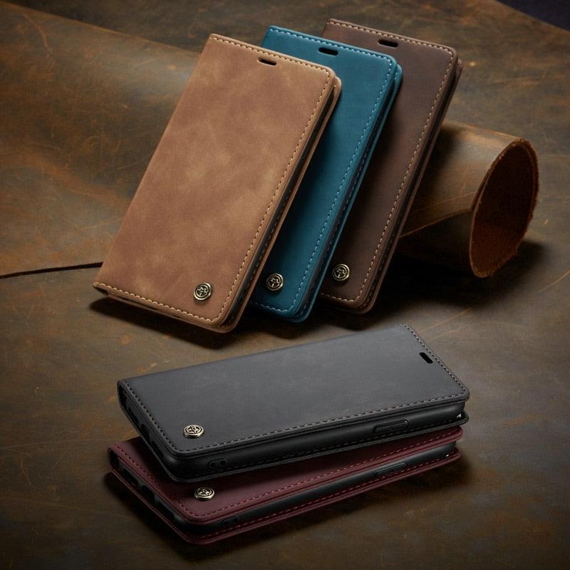 Leather Case For iPhone 14 13 11 12 Mini Pro XS XR Max Luxury Magnetic Flip Phone Case For iPhone Business Classic Wallet Cover Leather Magnetic Flip Back Stand Case/Cover Stevvex