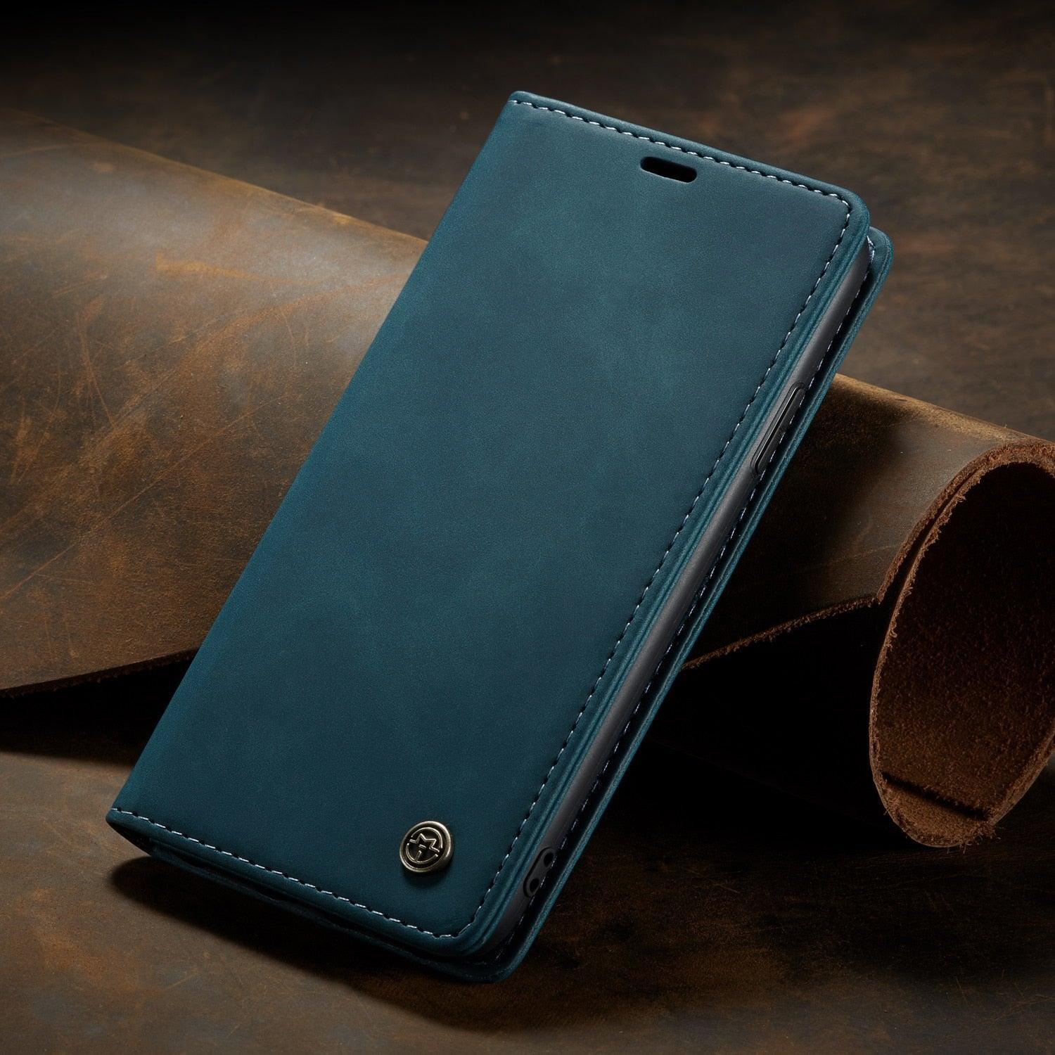 Leather Case For iPhone 14 13 11 12 Mini Pro XS XR Max Luxury Magnetic Flip Phone Case For iPhone Business Classic Wallet Cover Leather Magnetic Flip Back Stand Case/Cover Stevvex
