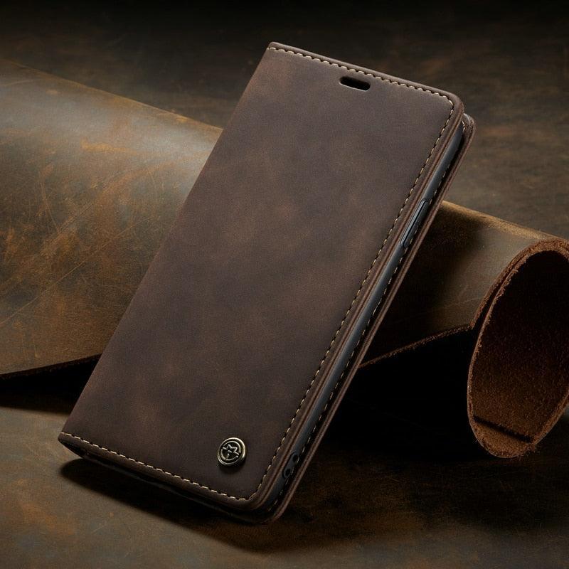 Leather Case For iPhone 14 13 11 12 Mini Pro XS XR Max Luxury Magnetic Flip Phone Case For iPhone Business Classic Wallet Cover Leather Magnetic Flip Back Stand Case/Cover Stevvex