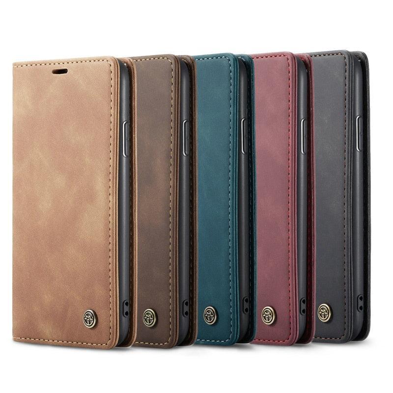 Leather Case For iPhone 14 13 11 12 Mini Pro XS XR Max Luxury Magnetic Flip Phone Case For iPhone Business Classic Wallet Cover Leather Magnetic Flip Back Stand Case/Cover Stevvex