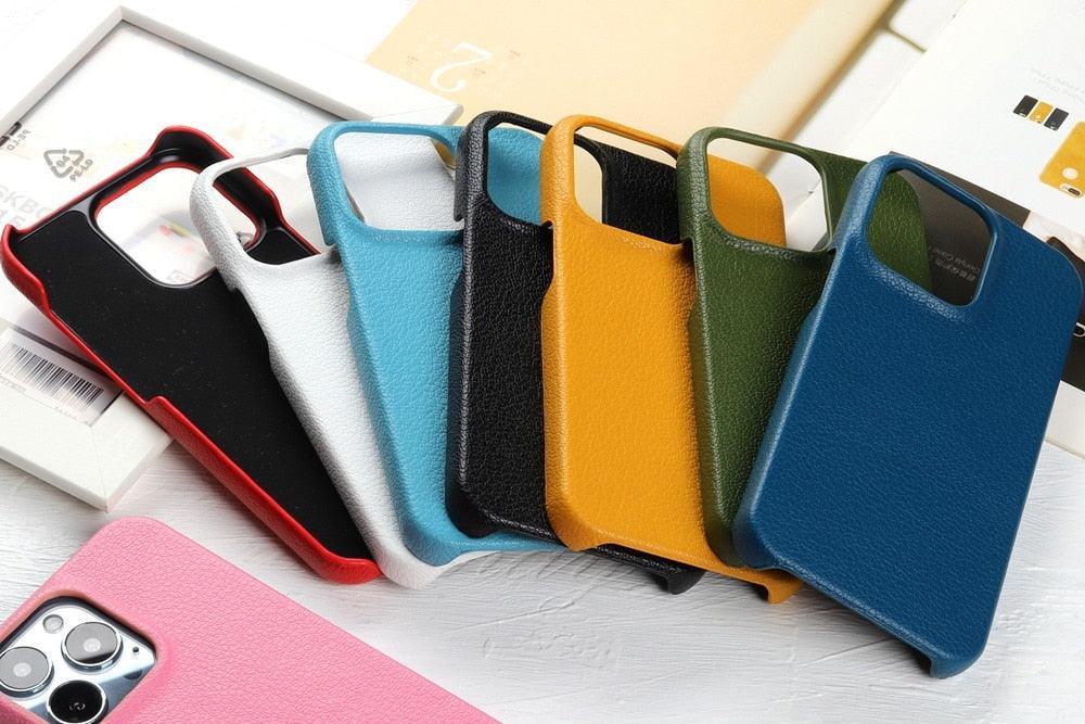 Leather Case For iPhone 14 13 12 Pro Max 13 Mini 14 Back Cover Simple Classic Quality Shockproof High Protection Leather Soft Grip Phone Back Cover For iPhone Stevvex