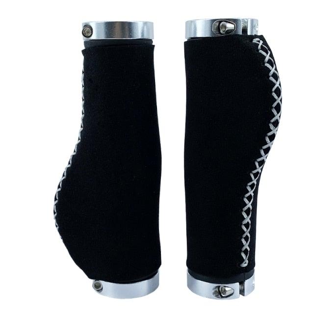 Leather City Mountain Bike Handlebar Cover Handle Grips Bar End Non-slip Aluminum Lock Ergonomic Design Non-Slip Microfiber Leather Bicycle Grip With Aluminum Alloy Dual Lock-On Bicycle Handle Bar Covers For Mountain Road Bike Stevvex