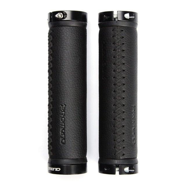 Leather City Mountain Bike Handlebar Cover Handle Grips Bar End Non-slip Aluminum Lock Ergonomic Design Non-Slip Microfiber Leather Bicycle Grip With Aluminum Alloy Dual Lock-On Bicycle Handle Bar Covers For Mountain Road Bike Stevvex