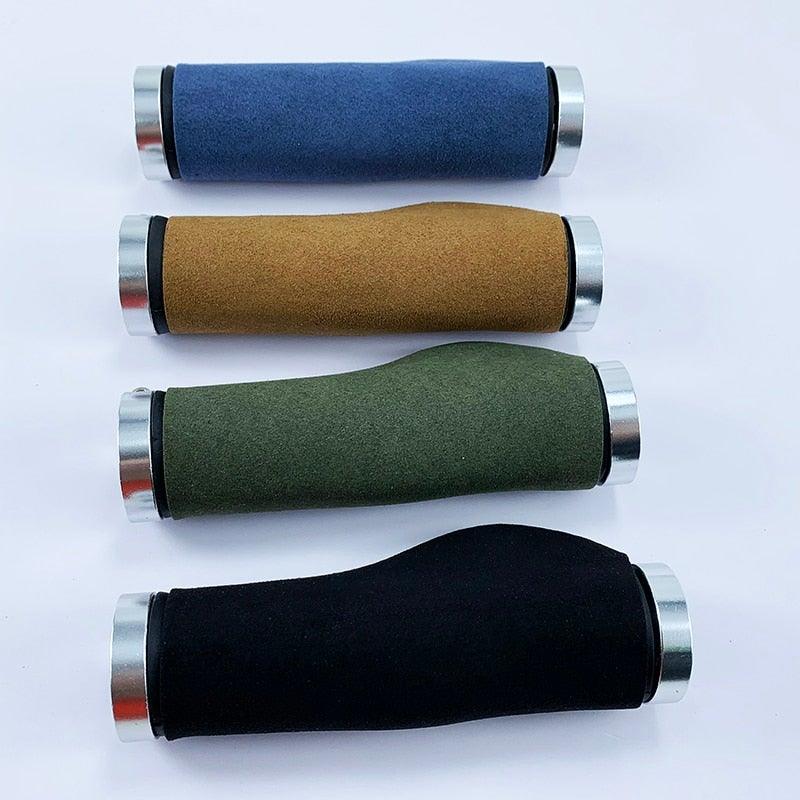 Leather City Mountain Bike Handlebar Cover Handle Grips Bar End Non-slip Aluminum Lock Ergonomic Design Non-Slip Microfiber Leather Bicycle Grip With Aluminum Alloy Dual Lock-On Bicycle Handle Bar Covers For Mountain Road Bike Stevvex