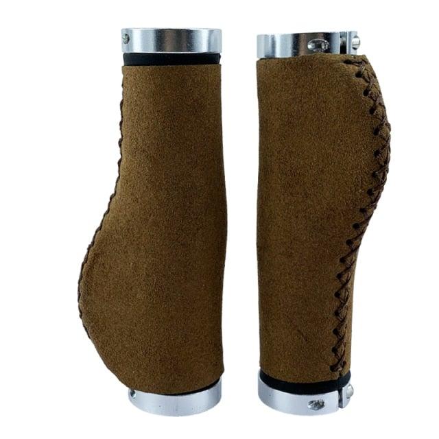 Leather City Mountain Bike Handlebar Cover Handle Grips Bar End Non-slip Aluminum Lock Ergonomic Design Non-Slip Microfiber Leather Bicycle Grip With Aluminum Alloy Dual Lock-On Bicycle Handle Bar Covers For Mountain Road Bike Stevvex