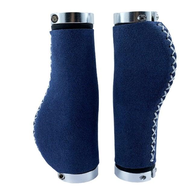 Leather City Mountain Bike Handlebar Cover Handle Grips Bar End Non-slip Aluminum Lock Ergonomic Design Non-Slip Microfiber Leather Bicycle Grip With Aluminum Alloy Dual Lock-On Bicycle Handle Bar Covers For Mountain Road Bike Stevvex