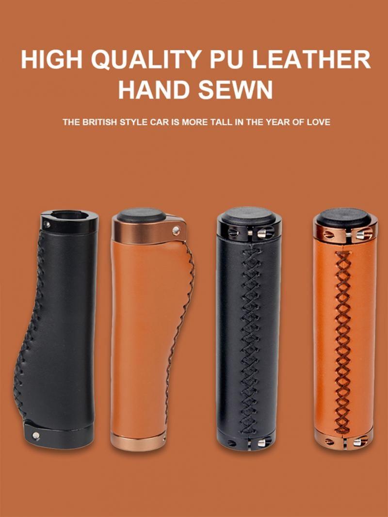 Leather Mountain Bike Scooter Bicycle Handlebar Cover Handle Grips Non-Slip Lock-on Bike Handlebar Grips Locking Non-Slip-PU Bicycle Handle Grip Bike Grips Widen Holding Surface For Cycling Mountain And Bicycles Stevvex