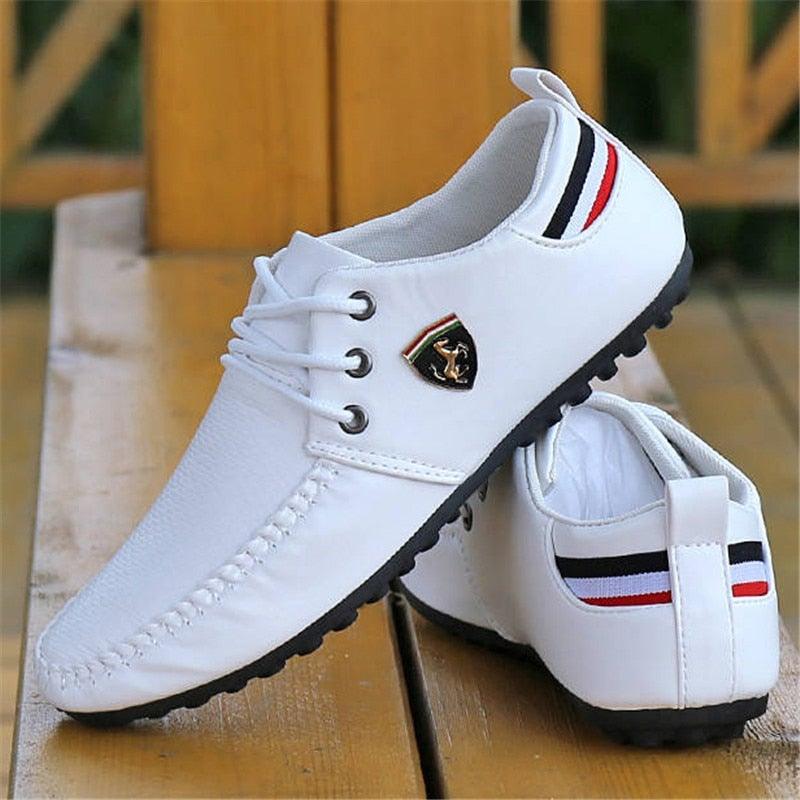 Leather Non Slip Mens Driving Shoes Spring And Autumn Breathable Men's Business Classic Sports Flat Low Sneaker Lace-up Fashion Walking Sneakers Stevvex