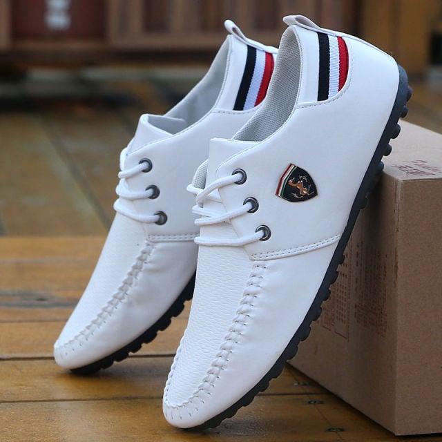 Leather Non Slip Mens Driving Shoes Spring And Autumn Breathable Men's Business Classic Sports Flat Low Sneaker Lace-up Fashion Walking Sneakers Stevvex