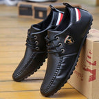 Leather Non Slip Mens Driving Shoes Spring And Autumn Breathable Men's Business Classic Sports Flat Low Sneaker Lace-up Fashion Walking Sneakers Stevvex