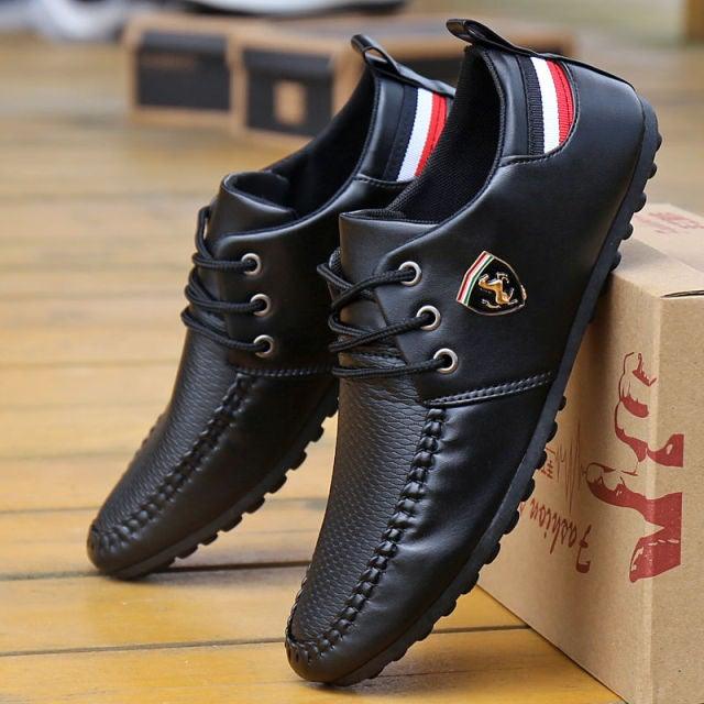 Leather Non Slip Mens Driving Shoes Spring And Autumn Breathable Men's Business Classic Sports Flat Low Sneaker Lace-up Fashion Walking Sneakers Stevvex