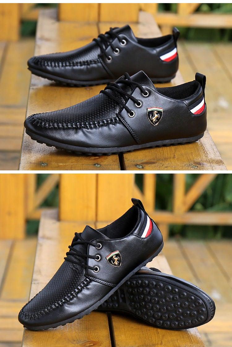 Leather Non Slip Mens Driving Shoes Spring And Autumn Breathable Men's Business Classic Sports Flat Low Sneaker Lace-up Fashion Walking Sneakers Stevvex