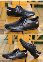 Leather Non Slip Mens Driving Shoes Spring And Autumn Breathable Men's Business Classic Sports Flat Low Sneaker Lace-up Fashion Walking Sneakers Stevvex