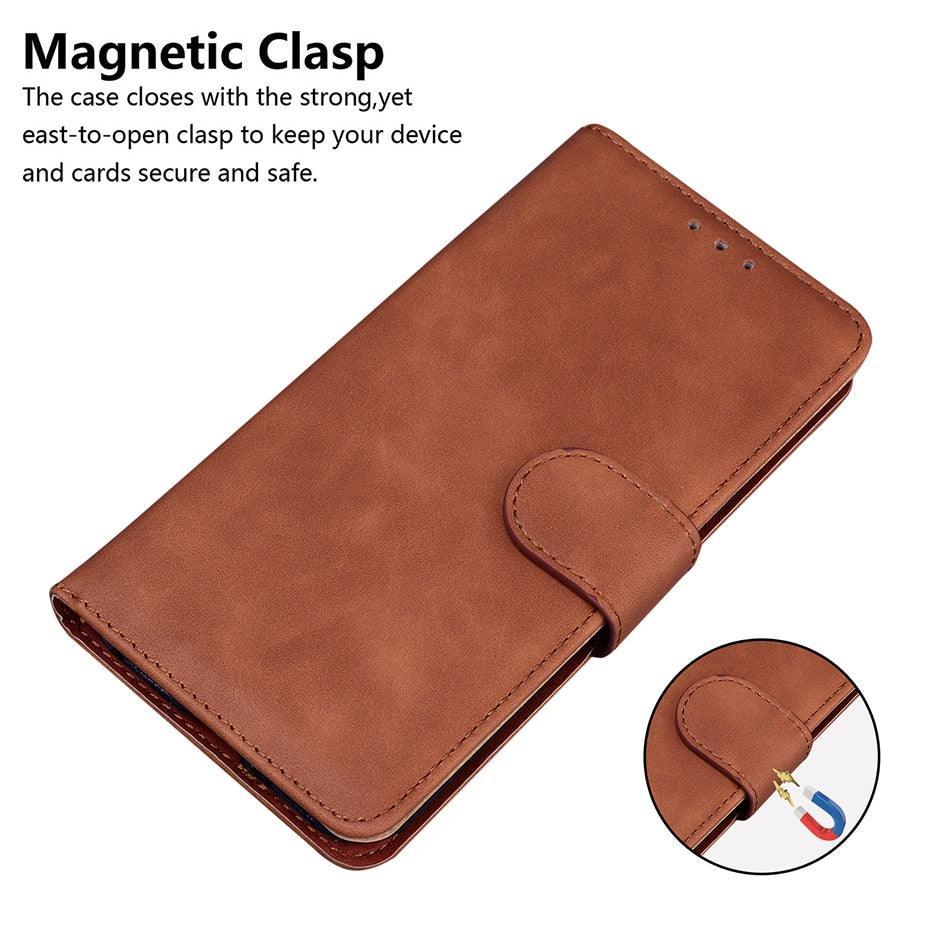 Leather Phone Case Wallet Cover For iPhone XR XS 10 11 Pro 12 mini 13 Pro Max Flip Stand Case Simple Skin-Friendly PU Leather Case Wallet Protective Case Flip Shockproof Mobile Phone Case Stevvex
