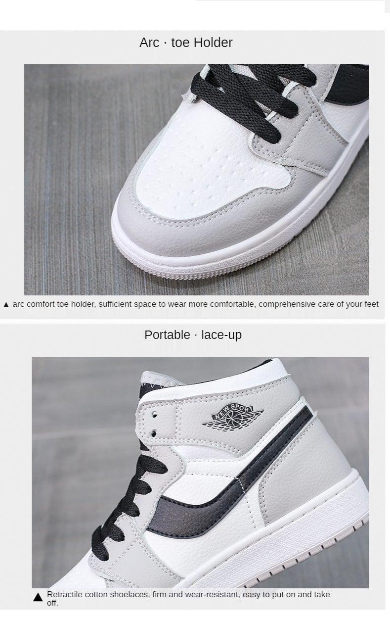 Leather Sports Running Shoes Red Breathable Anti Slip Vulcanized High Top Plate Shoes Lace-up Classic Shoes Girls Comfortable Men Casual Flats Sneakers Stevvex