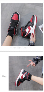 Leather Sports Running Shoes Red Breathable Anti Slip Vulcanized High Top Plate Shoes Lace-up Classic Shoes Girls Comfortable Men Casual Flats Sneakers Stevvex