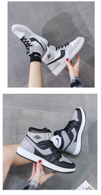 Leather Sports Running Shoes Red Breathable Anti Slip Vulcanized High Top Plate Shoes Lace-up Classic Shoes Girls Comfortable Men Casual Flats Sneakers Stevvex