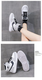 Leather Sports Running Shoes Red Breathable Anti Slip Vulcanized High Top Plate Shoes Lace-up Classic Shoes Girls Comfortable Men Casual Flats Sneakers Stevvex