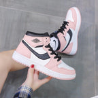 Leather Sports Running Shoes Red Breathable Anti Slip Vulcanized High Top Plate Shoes Lace-up Classic Shoes Girls Comfortable Men Casual Flats Sneakers Stevvex