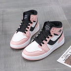 Leather Sports Running Shoes Red Breathable Anti Slip Vulcanized High Top Plate Shoes Lace-up Classic Shoes Girls Comfortable Men Casual Flats Sneakers Stevvex