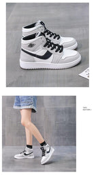 Leather Sports Running Shoes Red Breathable Anti Slip Vulcanized High Top Plate Shoes Lace-up Classic Shoes Girls Comfortable Men Casual Flats Sneakers Stevvex