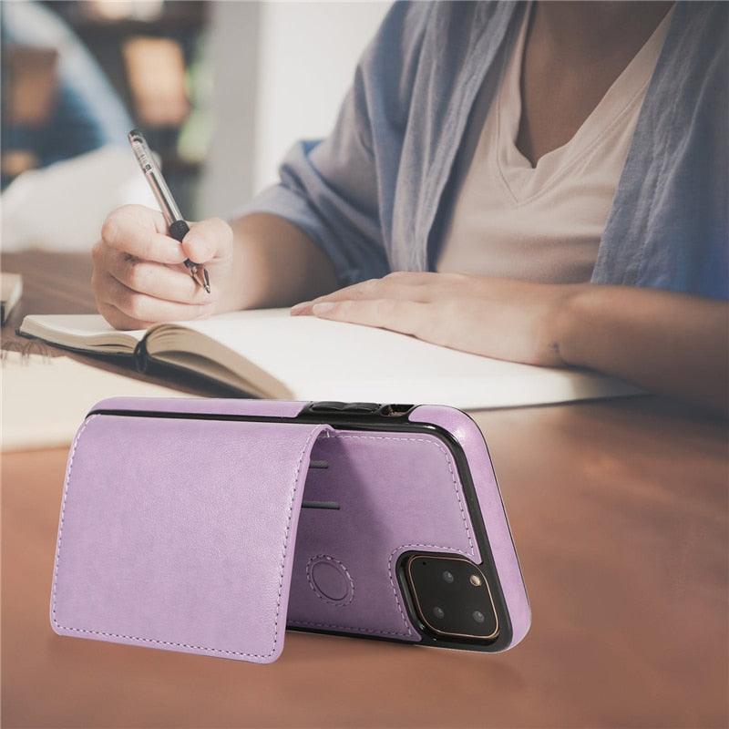 Leather Wallet Case For iPhone 11 Pro Max XS Max XR X 8 7 6S 6Plus 5 5S With Stand Card Pocket Case Cover Shockproof Texture PU Leather  Wallet Cover Stevvex