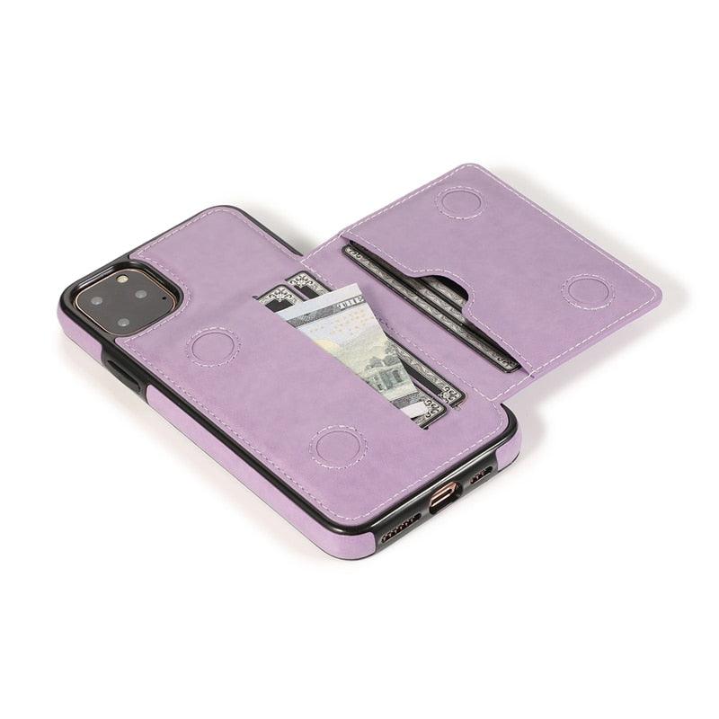 Leather Wallet Case For iPhone 11 Pro Max XS Max XR X 8 7 6S 6Plus 5 5S With Stand Card Pocket Case Cover Shockproof Texture PU Leather  Wallet Cover Stevvex
