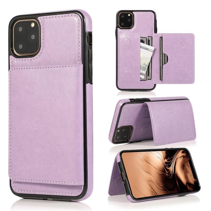 Leather Wallet Case For iPhone 11 Pro Max XS Max XR X 8 7 6S 6Plus 5 5S With Stand Card Pocket Case Cover Shockproof Texture PU Leather  Wallet Cover Stevvex