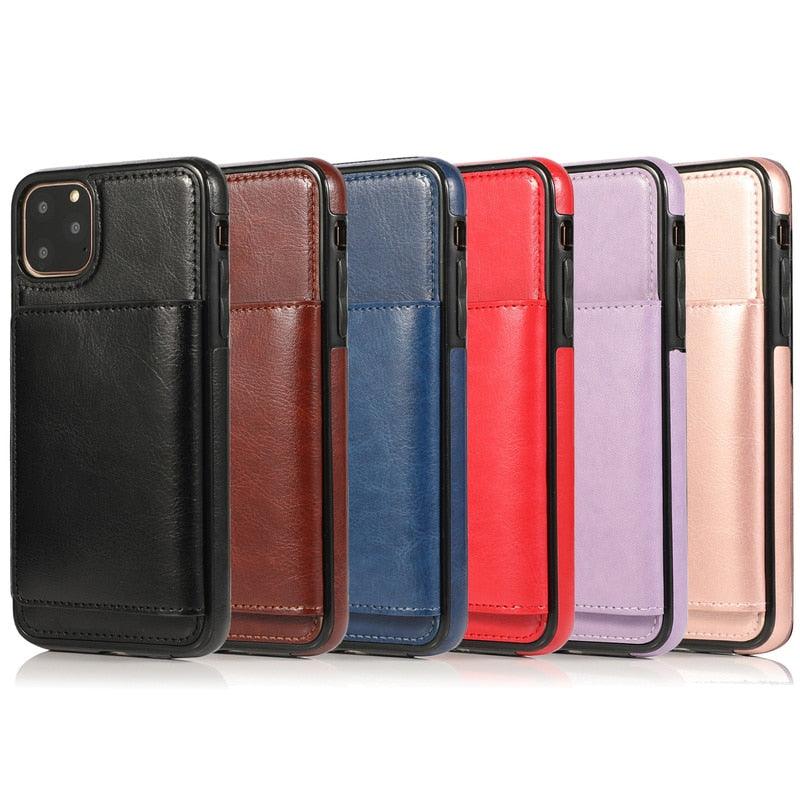 Leather Wallet Case For iPhone 11 Pro Max XS Max XR X 8 7 6S 6Plus 5 5S With Stand Card Pocket Case Cover Shockproof Texture PU Leather  Wallet Cover Stevvex