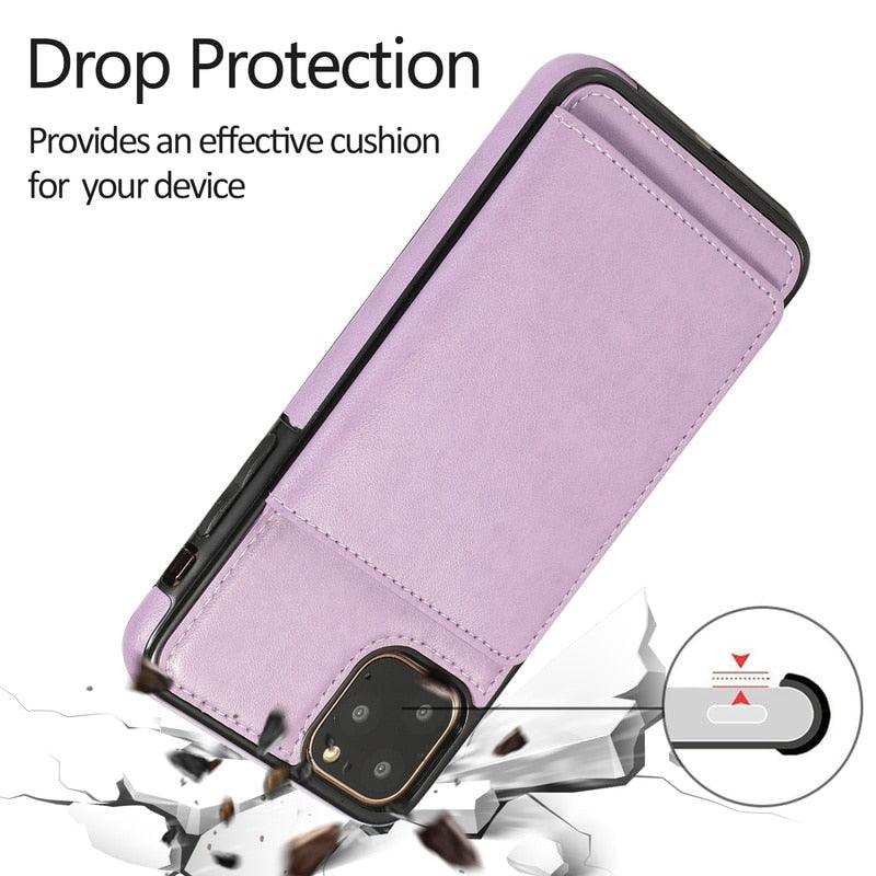 Leather Wallet Case For iPhone 11 Pro Max XS Max XR X 8 7 6S 6Plus 5 5S With Stand Card Pocket Case Cover Shockproof Texture PU Leather  Wallet Cover Stevvex