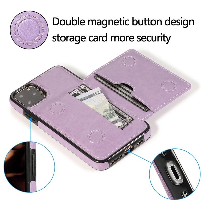 Leather Wallet Case For iPhone 11 Pro Max XS Max XR X 8 7 6S 6Plus 5 5S With Stand Card Pocket Case Cover Shockproof Texture PU Leather  Wallet Cover Stevvex